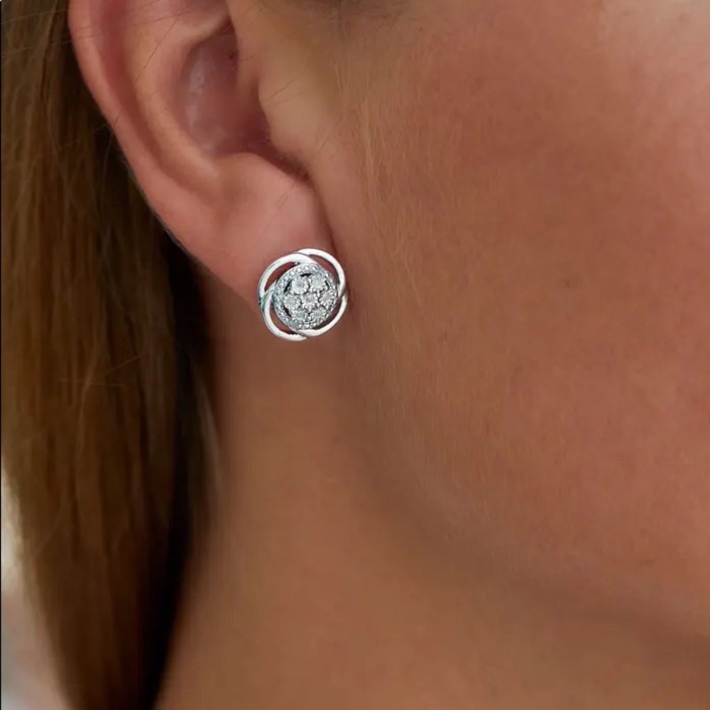 💎🆕 SAVVY CIE JEWELS Sterling Silver Bright Cut Diamond Earrings 723